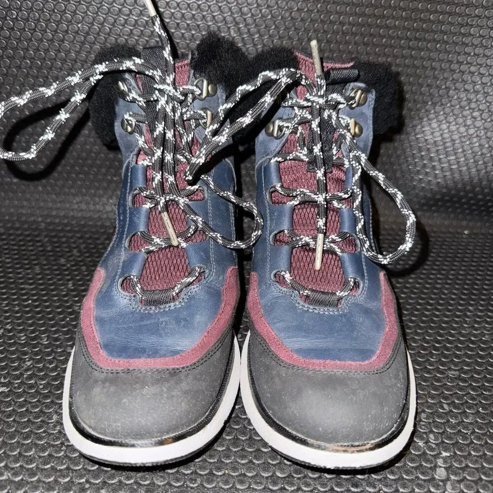Cole Haan 4.Zerogrand Leather Hiker Navy Blue Maroon Black Boots Women’s Size 7B